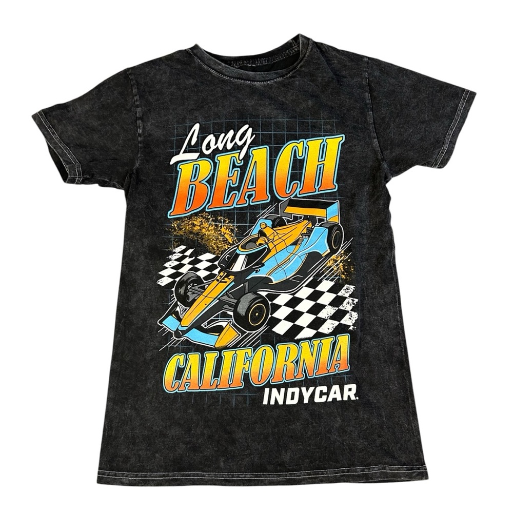 Long Beach California Indycar Licensed Product Acid Wash T-Shirt Gray Small